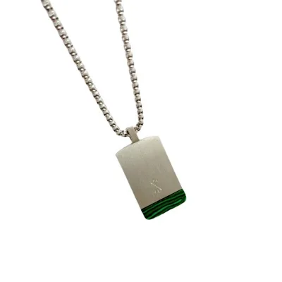 Custom Women's Malachite Tiger Eye Stainless Steel Pendant Necklace Personalized Logo Geometric Shape 45CM Length Anniversary