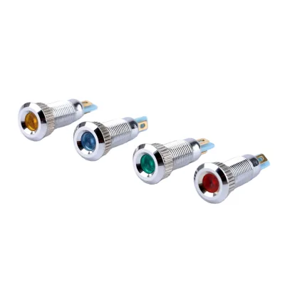 Brass Nickel Chrome Stainless 12mm Concave Pin Terminal Custom Color 12V Waterproof Type Led Indicator Light with Dot Illuminate