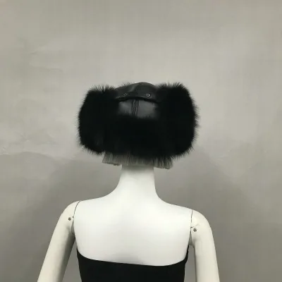 Big fox Fur Pom Pom Hats Real Mink Fur Knitted Style Winter Cap Men Women Warm Fur Caps