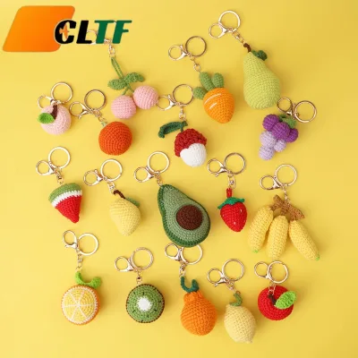 Hot Selling Handmade Crochet Fruit Keychain Crochet Cherry Keychain Avocado Crochet Vegetable Crochet Keychain