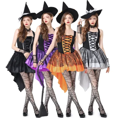 Halloween Costume Purple Orange Sexy Mesh Sling Witch Multi Color Party Party Cosplay Costume
