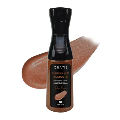 Han Linger Private Label Shimmering Mist Spray Liquid Deep Bronzer Tanning Body Oil Highlighter with Pressed Powder Type