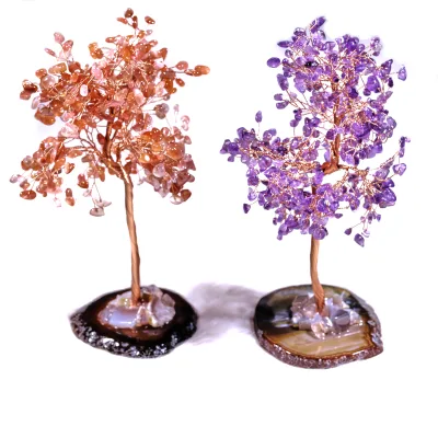 2024 New Arrivals Natural Rose Quartz Chakra Amethyst Agate Christmas Lucky Fortune Crystal Trees for Decoration