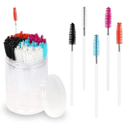 Disposable Eyelash Nylon Bristles Crystal Handle Eyelash Spoolies Mascara Applicator Wands for Eyelash Extensions