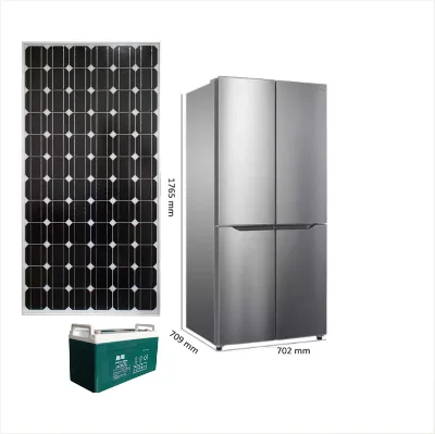 Good Price 12V/24V DC French Double Door Stainless Steel Solar Energy Refrigerator Fridges