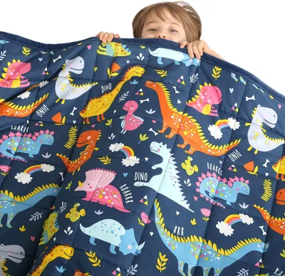 Soft Kids and Toddler Comforter Great for Calming and Sleeping Child Bed Size Dinosaur-Blue Minky Kids Weighted Blanket