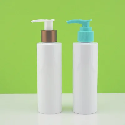 5oz cylinder cosmetic white flat shoulder plastic toner bottle with metal pump