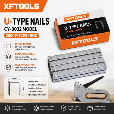 2000PCS U Type Staples CY-0032 Steel U Shaped Nails for Manual Staple Gun Wood Furniture DIY Hardware Fastening