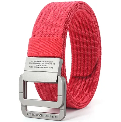 Men's Nylon Double-ring Buckle Casual Belt Alloy Buckle Outdoor Tactical Belt Hunting Hiking Sporty Belt
