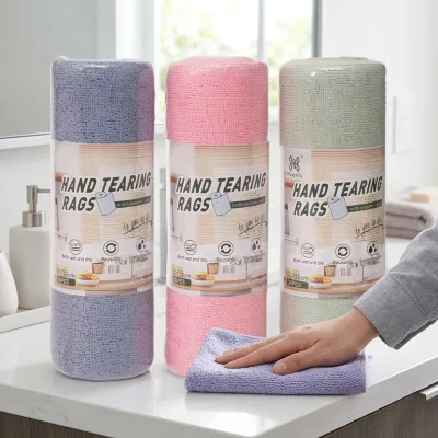 Microfiber Roll Tear by hand super absorb cloth Non Stick Oil Bowl Dish Rags in Rolls Reusable Kitchen Cleaning Cloth Towel