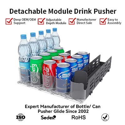 Detacble Modular Upgrade Adjustable Depth Drink Pusher Automatic Drink Organizer for Supermarket Fridge