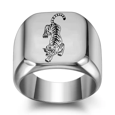 New Titanium Steel Animal Tiger Ring Retro Gold Personality Punk Ring