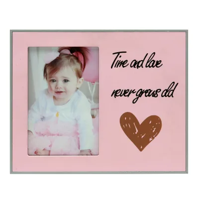 New Fashion Cute Baby Pink Wood Photo Frame First Year Growth Frame for Baby Room Decoration