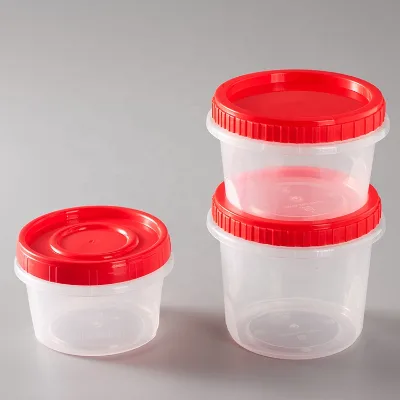 Custom Color Wholesale Degradable Disposable Twisted Lid Soup Cup Spiral Red and White Cover Deli Food Storage Container
