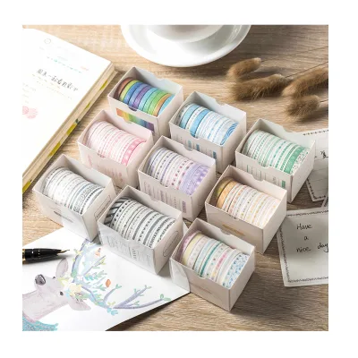 10 Rolls/Box Decorative Stickers Tape Thin Border Demarcation Line Washi Paper Tape Journals DIY Scrapbooks Stickers