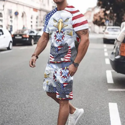 Mens Summer Shirts and Shorts Set Sleeve Shorts Set Men Tee Shirt Short Sets
