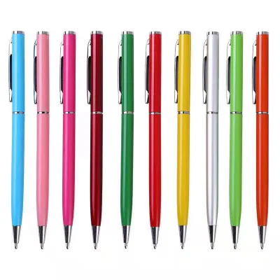 Flat Top Classic Metal Twist Ballpoint Pens Multi Color Hotel Promotional Gift Pens