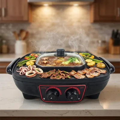 Popular Electric Grill for Gatherings Small Home Appliance 2 in 1 BBQ Oven