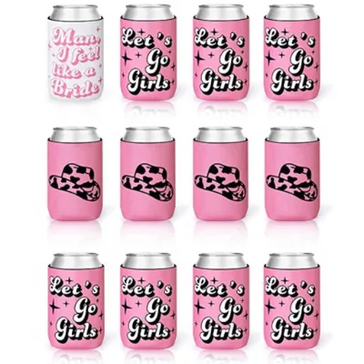 Disco Cowgirl Can Sleeves for Bachelorette Party Fun Bridal Shower Supplies Valentine's Day Decorations 'Let's Go Girl' Motif