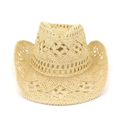 New Design High-Quality Travel Sun Protection Hat Western Cowboy Straw Hat Hand Woven Straw Hat