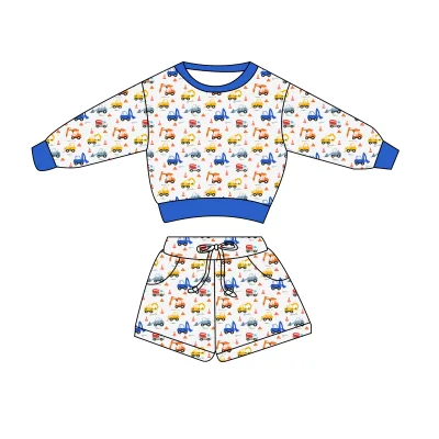 Hot Selling Baby Boys 2 Pieces Toddler Sweatshirt Sets Long Sleeve Tops Short Pant Breathable Tracksuit Clothes Boys Sweatshirt