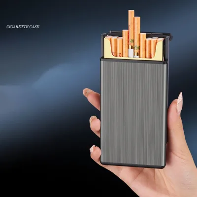 High End Slim Cigarette Case Portable Automatic Lid Engraved Gift Box for Men