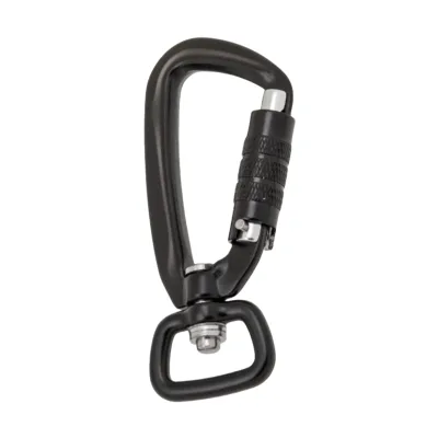 High Quality Auto Self Locking D Shape Carabiner With Swivel Ring Camping Spring Snap Hook Secure Lock Carabiner