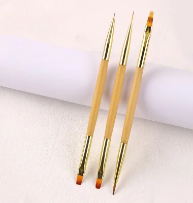 New Nail Liner Brush 3pcs/set Flower Painting Brush Nails Gel Liner Dual End Nail Art Brush Set