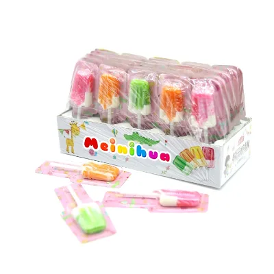 Halal Tutti-fruit Flavor Ice Cream Shape Hard Candy Lollipop Manufacturer