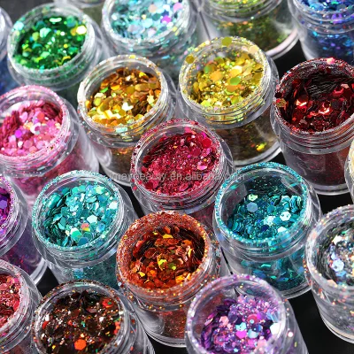 Chunky Fine Glitter Holographic Powder Glitter Pigment Eyeshadow Loose Powder 8g Gold Onion Powder Glitter for Eyes