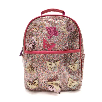 Pink Glitter Kids Girls Backpack 3D Butterfly Decoration Children School Book Bag Daily School Outdoor Travel Custom Available