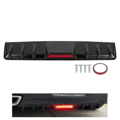 Universal Sport Rear Bumper Spoiler with LED Lights and Shark Fin Air Deflector Plastic Car Upgrade