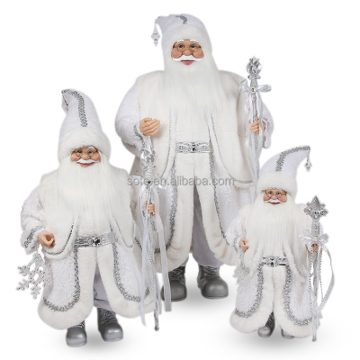 S1066 30cm-120cm Xmas Decoration Christmas Santa Claus Figure Silver Noel Ornament Standing Santa Claus