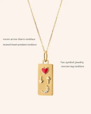 Inspire Jewelry Stainless Steel Love You to the Moon and Back Necklace with Red Enamel and Diamonds