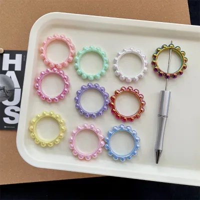 Macaron Acrylic Round Hollow Korean Bead Pen with String Beads DIY Bead Running Ring Accessories Wholesale