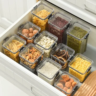 Household Kitchen Bpa-free Airtight Clear Plastic Storage Box Airtight Food Plastic Storage Organizer Jar