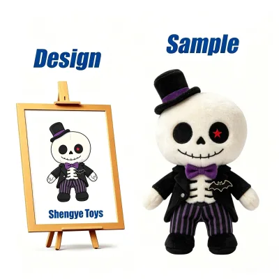 Shengye Reliable Manufacturer Factory OEM ODM Halloween Theme Skeleton Plush Figure Toy Stuffed Plushie Doll for Holiday Gifts
