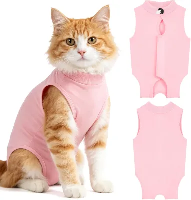 Cat Recovery Suit-Kitten Cats After Surgery Protects Stitches Breathable Soft Anti Licking Cat Bodysuit for Abdominal Wounds