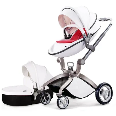 High Landscape Fashion PU Leather Baby Stroler Push Chair Egg Shaped Pram Children Trolley Baby Carriage