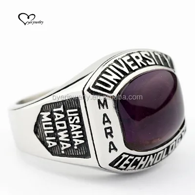 University Championship Football Rings with Custom Big Stone