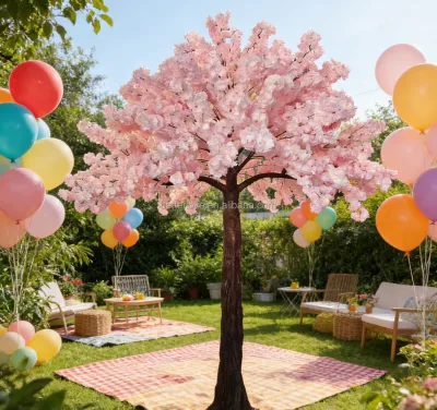 Realistic Luxurious Artificial Cherry Blossom Tree Thick Silk Trunk Waterproof Decorative Item for Festive Parties Christmas