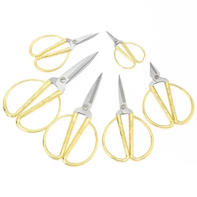 Gold Scissors Stainless Steel Retro Plated Tailor Sewing Scissors for Household Embroidery Craft Art Work