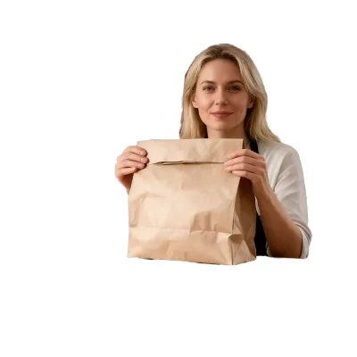 JOYBOX Luxury Customizable Full Sizes Eco-Friendly Food Grade Kraft Paper SOS Bags Hand Length Handle for Christmas Bakery