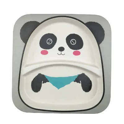 NEW Cartoon Baby Dishes Bamboo Fiber Sub-grid Plates Creative Irregular Children Dinner Plate