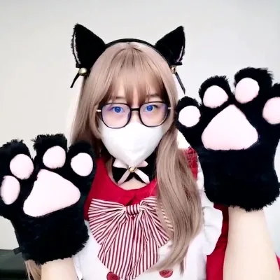 Adorable Fluffy Cosplay Cat Paw Gloves Cute Kitten Claw Hand Puppets for Performance & Photography