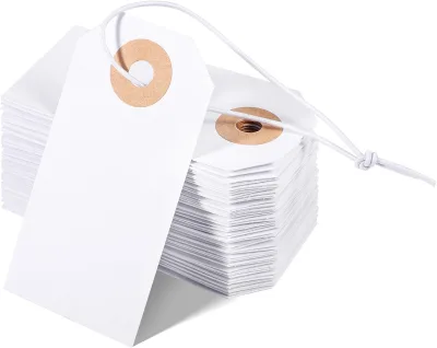 Eco Friendly Heavy Duty White Blank Writable Tag 100pcs Factory Custom Logo Wholesale Elastic String Reinforced Label Tag