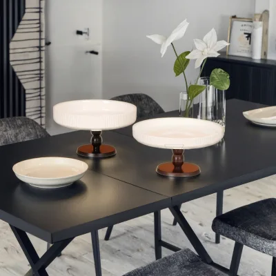 Modern Style Ceramic Fruit Snack Plate Eco-Friendly Household Decoration with Wooden Stand Counter Top Fruit Food Storage Plate