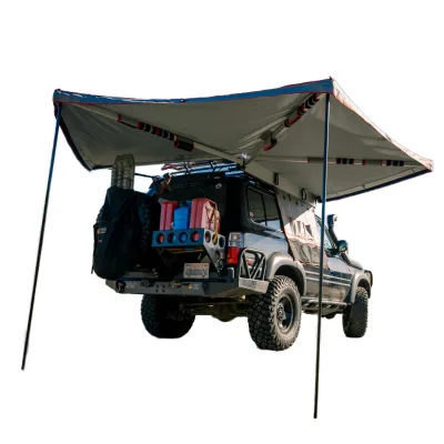 Freestanding 270 Awning with LED Light Strip Car Roof Top Tent Awning for Camping Truck Trailer