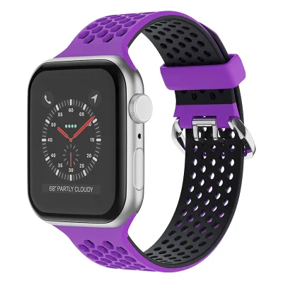 Pure/Dual Color Small Soft Adjustable Wrist Smartband Silicone Smart Watch Band with Holes for Apple Watch Strap