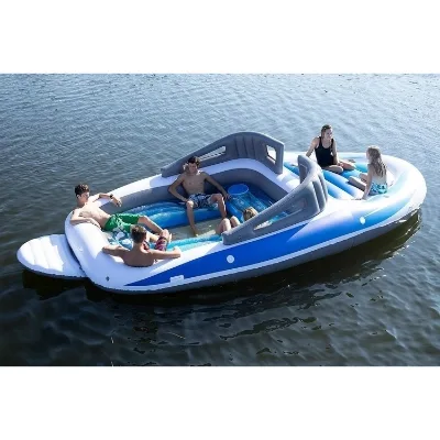 High Quality Giant Speedboat Shaped 6 Person Inflatable Pool Buoy with Ice Bucket and Cup Hole for Summer